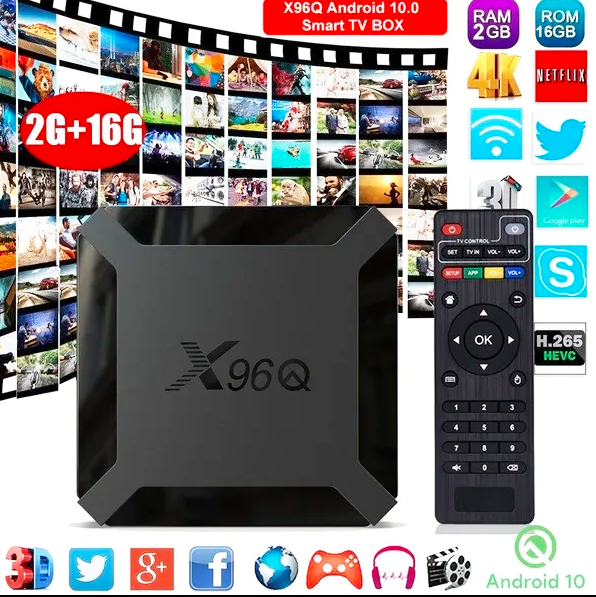X96 Q Android 10 TV Box 2GB Ram 16GB Rom Quadcore Media Player ? Black