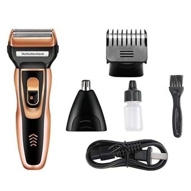 Alternative view of Daling 3 in 1 rechargeable men's grooming kit - razor head, nose trimmer head, hair clipper head