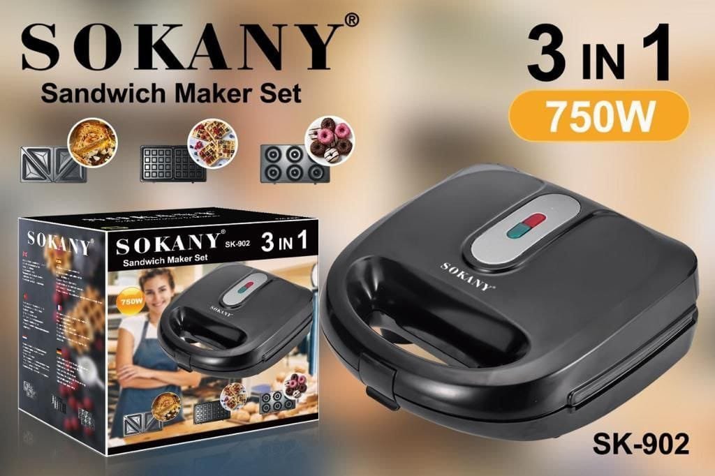 Sokany 3 In 1 Sandwich Maker & Toaster -750W